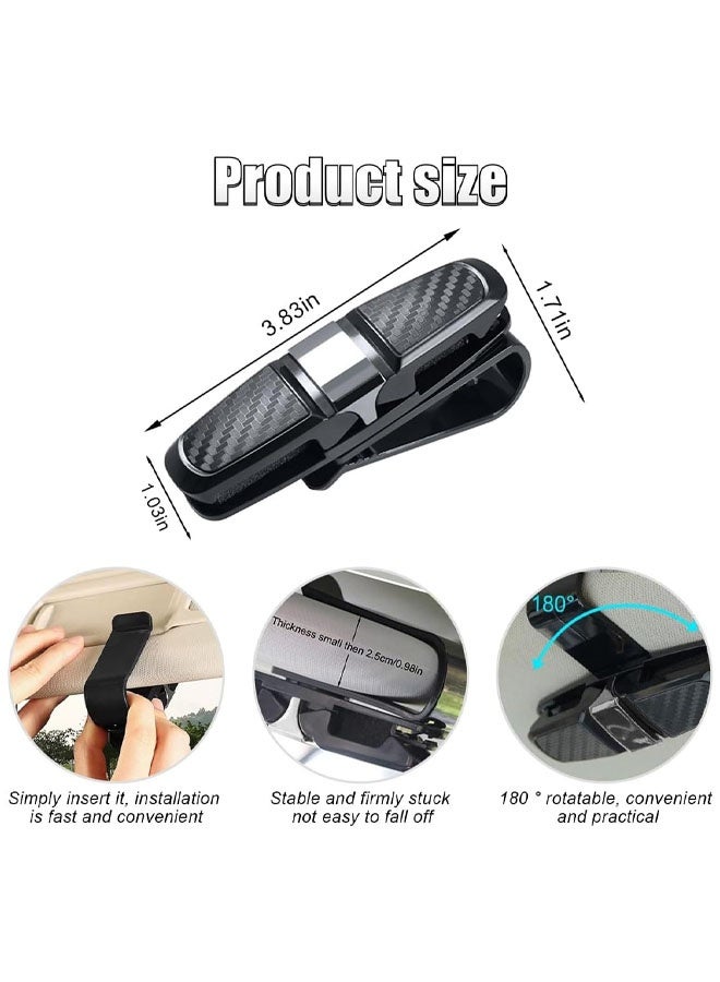 2 PCS Glasses Holders For Car Sun Visor, Glasses Clip Organizer, Sunglasses Eyeglasses Mount With Ticket Card, Car Sun Visor Double-Ends Clip, 180 Degree Rotational Car Glasses Holder - Image 2